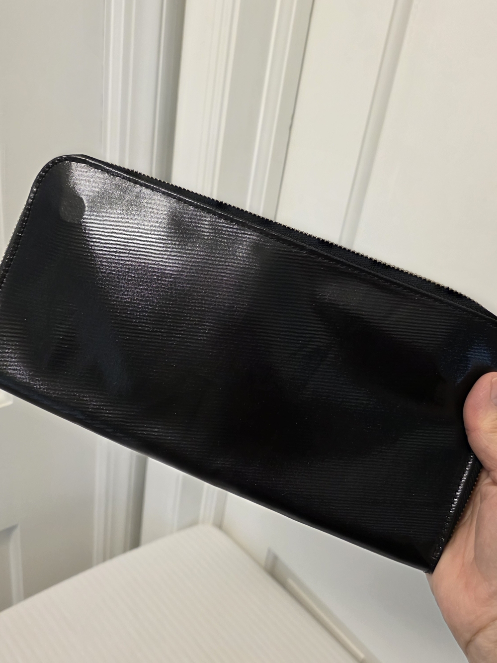 Gwen Convertible Grey & Black Leather Clutch Bag, Versatile Zip Close - Picture 13 of 16